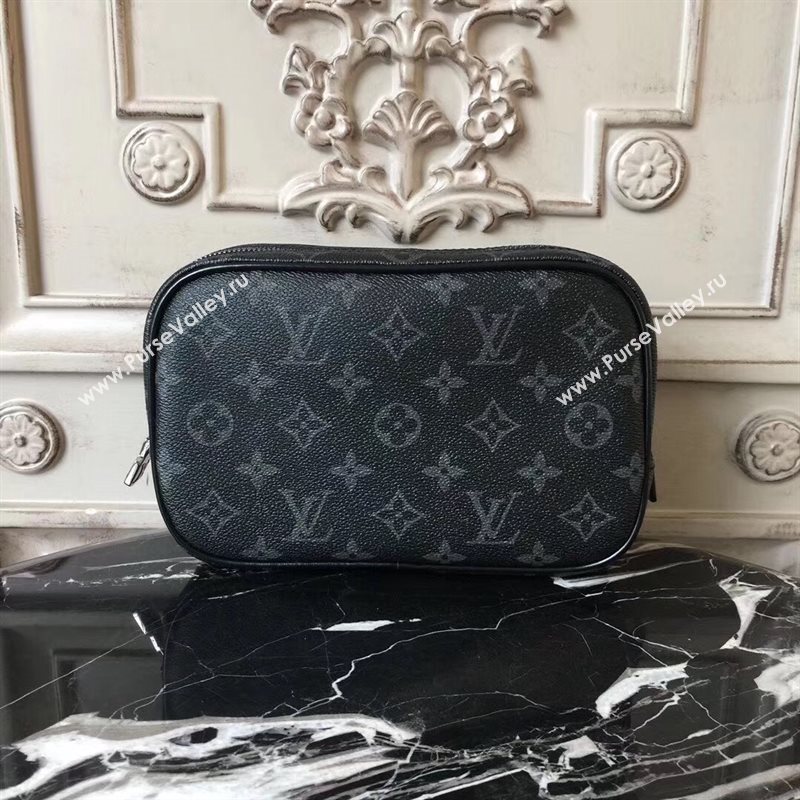 LV Men Louis Vuitton Toilet Pouch PM Handbag Monogram Zipper Bag Gray M43384 6829