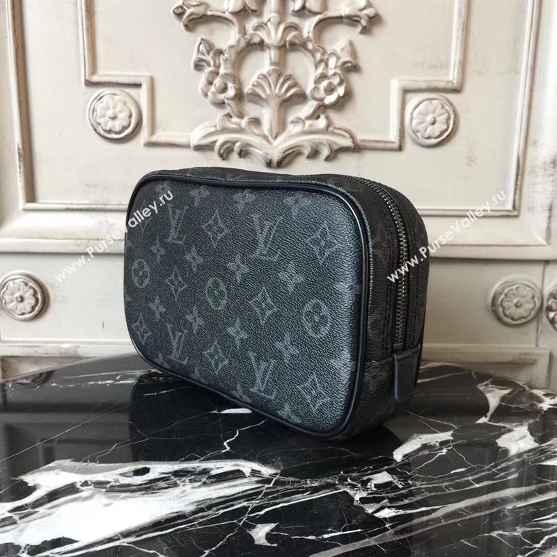 LV Men Louis Vuitton Toilet Pouch PM Handbag Monogram Zipper Bag Gray M43384 6829