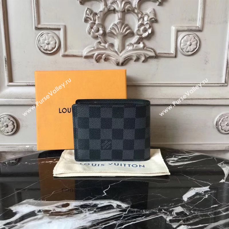 LV Men Louis Vuitton Multiple Wallet Purse Damier Bag Gray N62663 6832