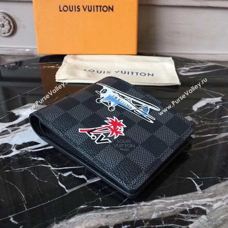 LV Men Louis Vuitton Multiple Wallet Purse Damier Bag Gray N62663 6832
