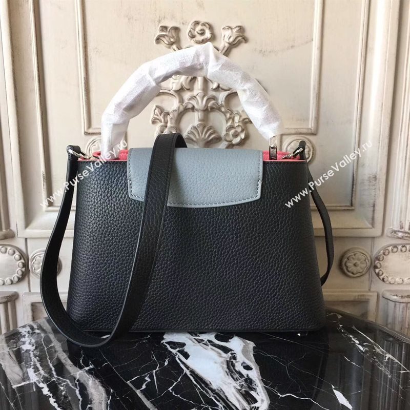 LV Louis Vuitton Capucines BB Bag Real Leather Handbag M94586 Black and Gray 6834