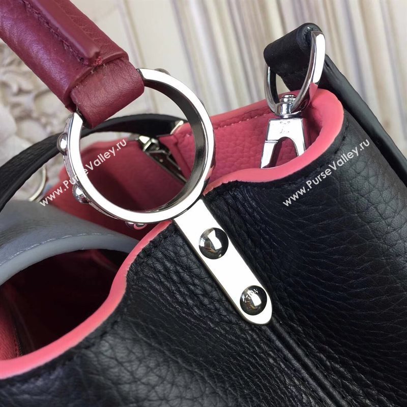 LV Louis Vuitton Capucines BB Bag Real Leather Handbag M94586 Black and Gray 6834