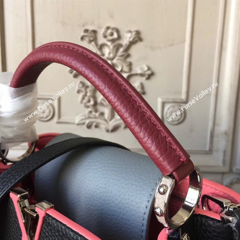 LV Louis Vuitton Capucines BB Bag Real Leather Handbag M94586 Black and Gray 6834