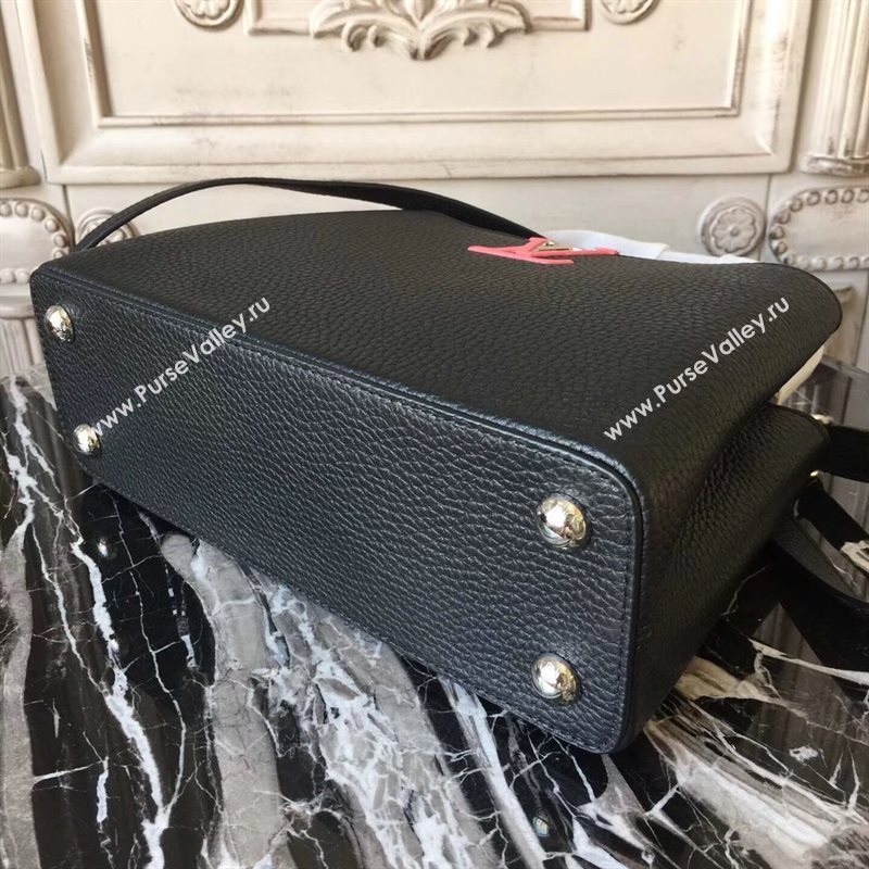 LV Louis Vuitton Capucines BB Bag Real Leather Handbag M94586 Black and Gray 6834