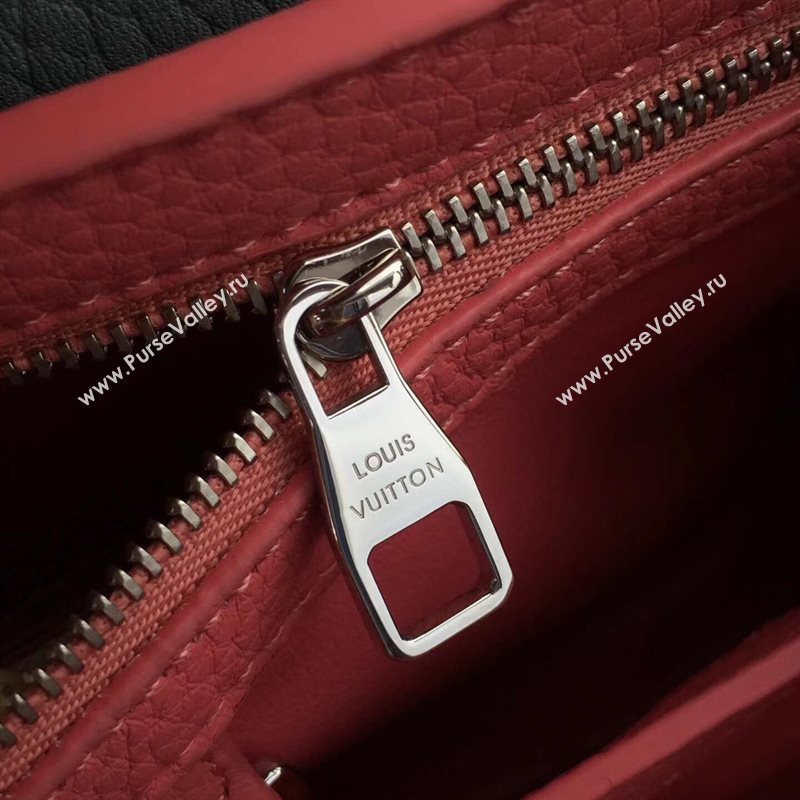 LV Louis Vuitton Capucines BB Bag Real Leather Handbag M94586 Black and Gray 6834