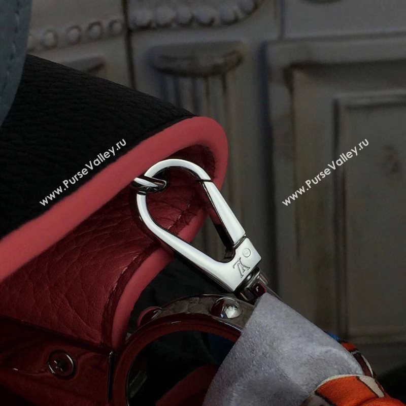 LV Louis Vuitton Capucines PM Bag Real Leather Handbag M42916 Black and Gray 6835