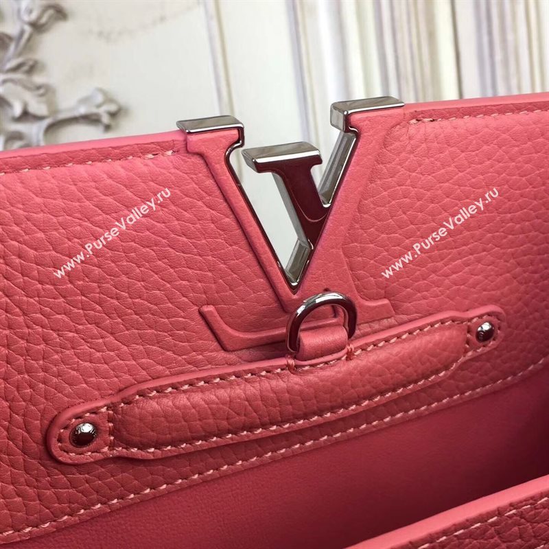 LV Louis Vuitton Capucines PM Bag Real Leather Handbag M42916 Black and Gray 6835