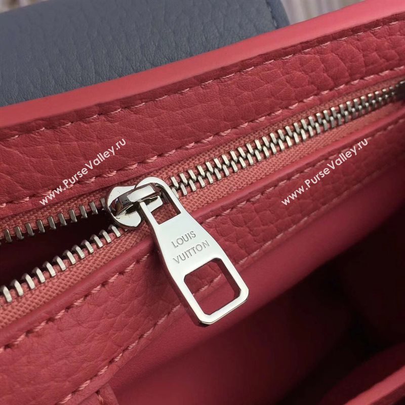 LV Louis Vuitton Capucines PM Bag Real Leather Handbag M42916 Black and Gray 6835