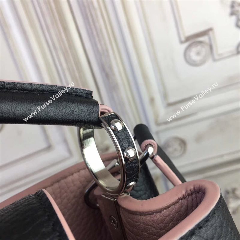 LV Louis Vuitton Capucines BB Bag Real Leather Handbag M94716 Black with Pink 6836