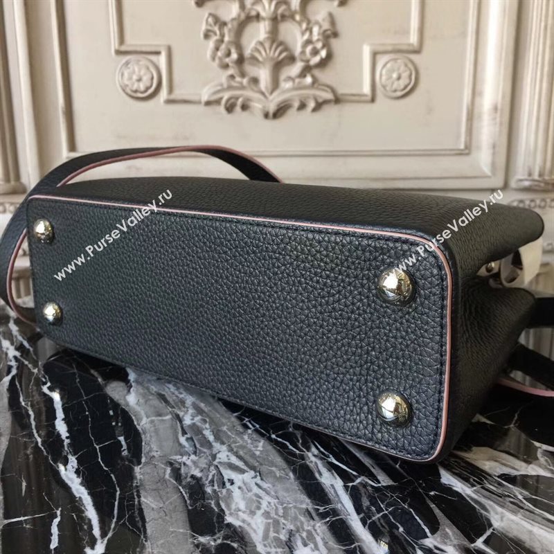 LV Louis Vuitton Capucines BB Bag Real Leather Handbag M94716 Black with Pink 6836