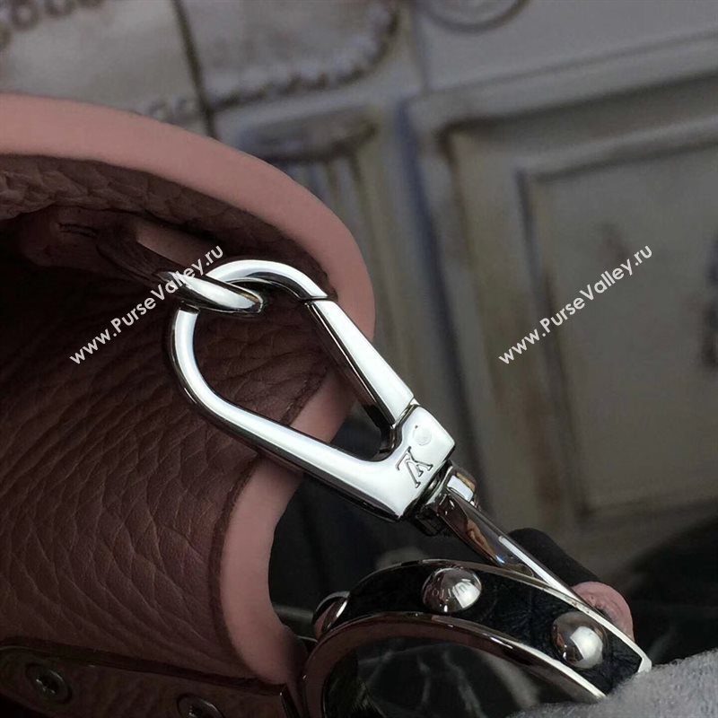 LV Louis Vuitton Capucines PM Bag Real Leather Handbag M94716 Black with Pink 6837