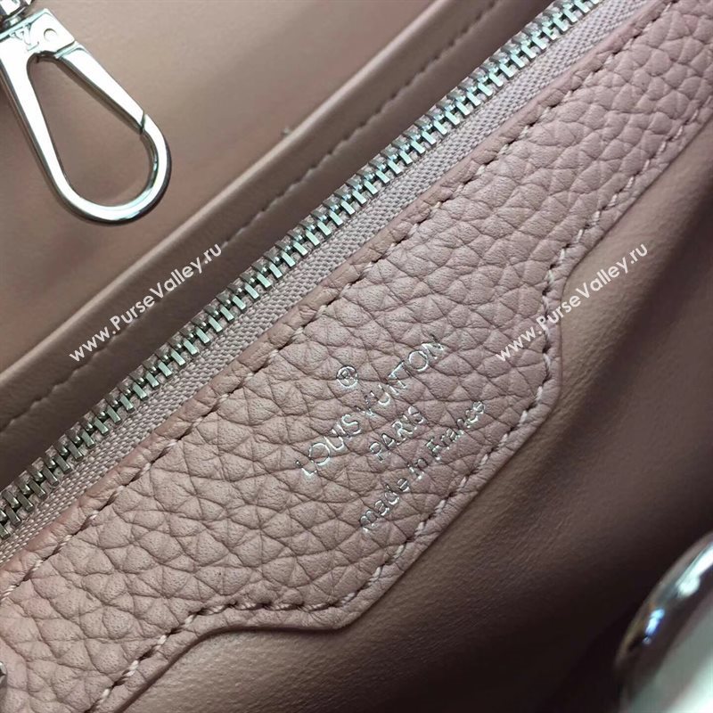 LV Louis Vuitton Capucines MM Bag Real Leather Tote Handbag M94714 Black with Pink 6838