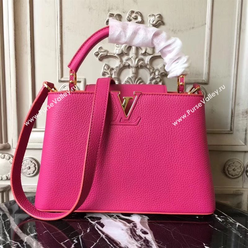 LV Louis Vuitton Capucines PM Bag Real Leather Handbag M51081 Rose 6839