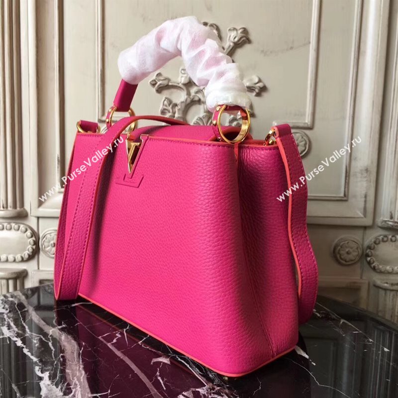 LV Louis Vuitton Capucines PM Bag Real Leather Handbag M51081 Rose 6839