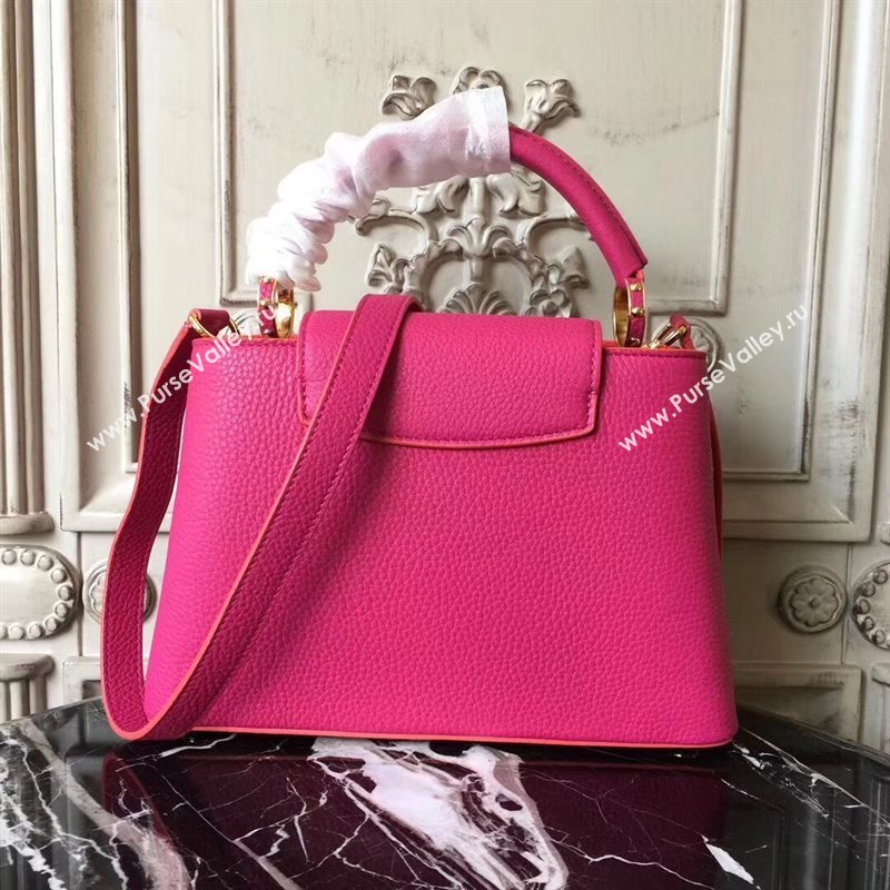 LV Louis Vuitton Capucines PM Bag Real Leather Handbag M51081 Rose 6839