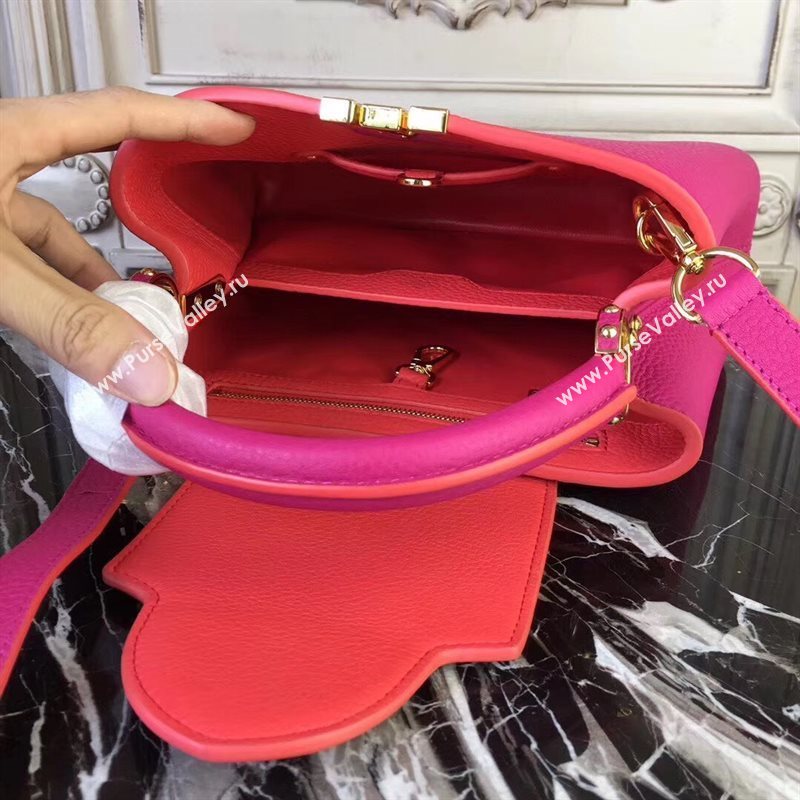 LV Louis Vuitton Capucines PM Bag Real Leather Handbag M51081 Rose 6839