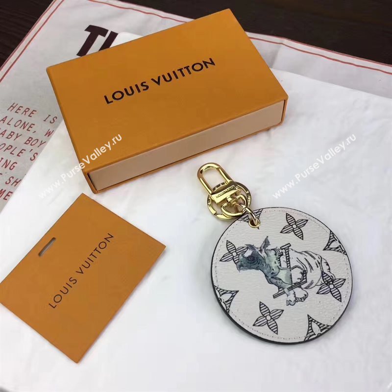Louis Vuitton LV Animal Bag Charm and Key Holder White Cow 6940