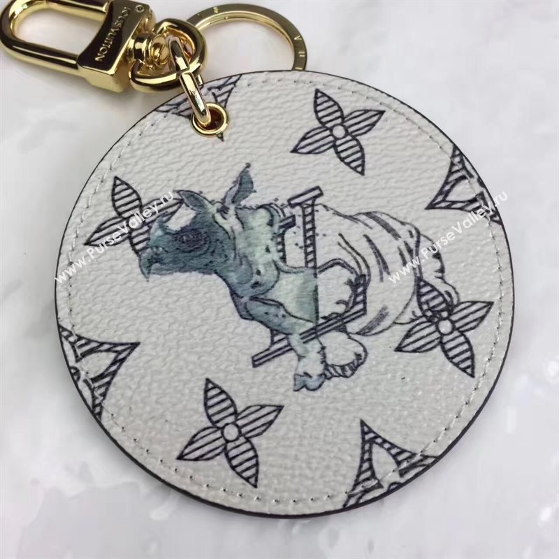 Louis Vuitton LV Animal Bag Charm and Key Holder White Cow 6940