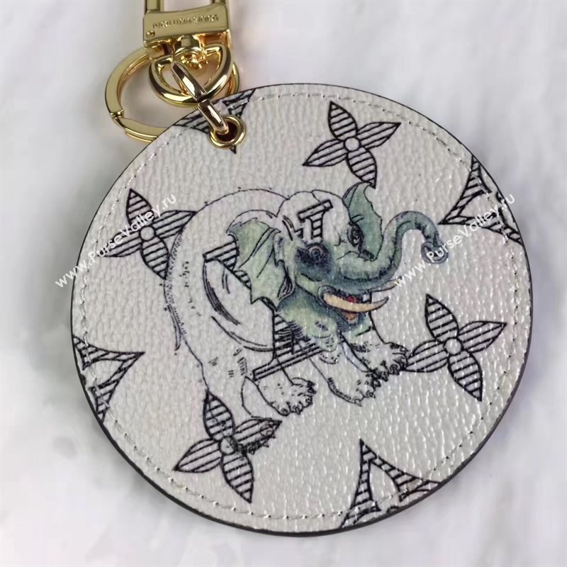 Louis Vuitton LV Animal Bag Charm and Key Holder White Elephant 6941