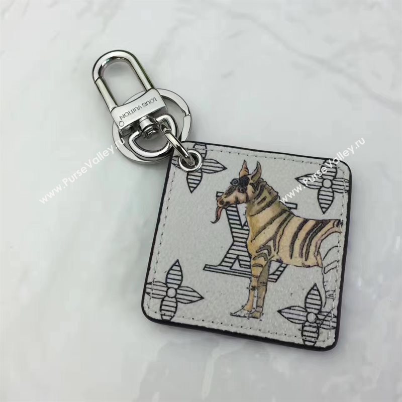 Louis Vuitton LV Square Animal Bag Charm and Key Holder White Horse 6942
