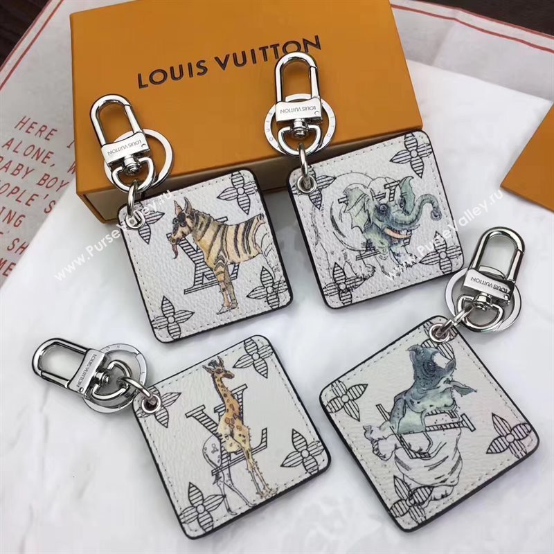 Louis Vuitton LV Square Animal Bag Charm and Key Holder White Horse 6942