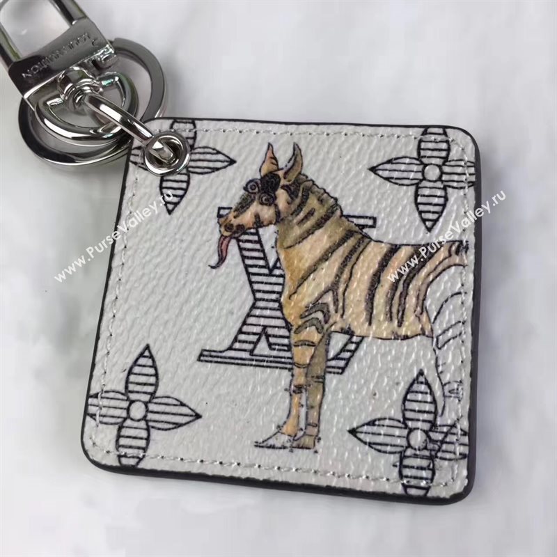 Louis Vuitton LV Square Animal Bag Charm and Key Holder White Horse 6942