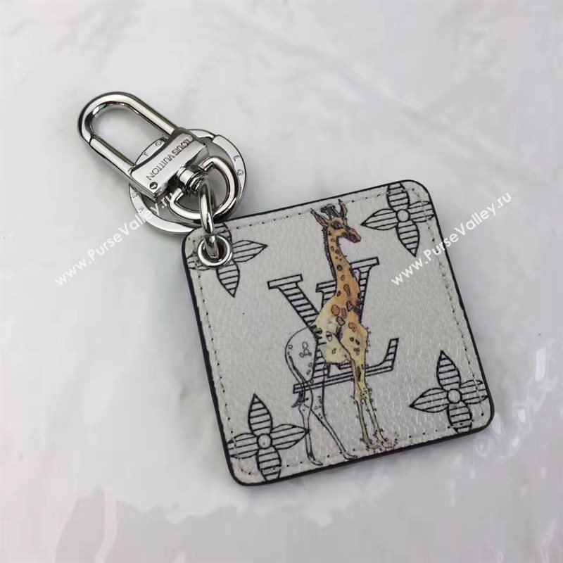Louis Vuitton LV Square Animal Bag Charm and Key Holder White Giraffe 6943