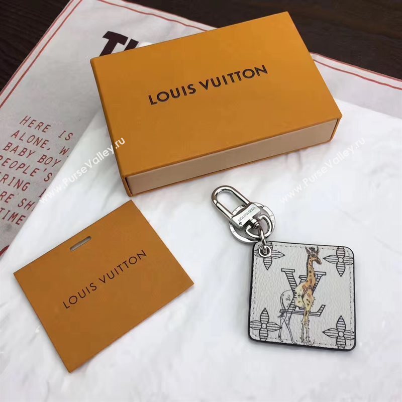 Louis Vuitton LV Square Animal Bag Charm and Key Holder White Giraffe 6943