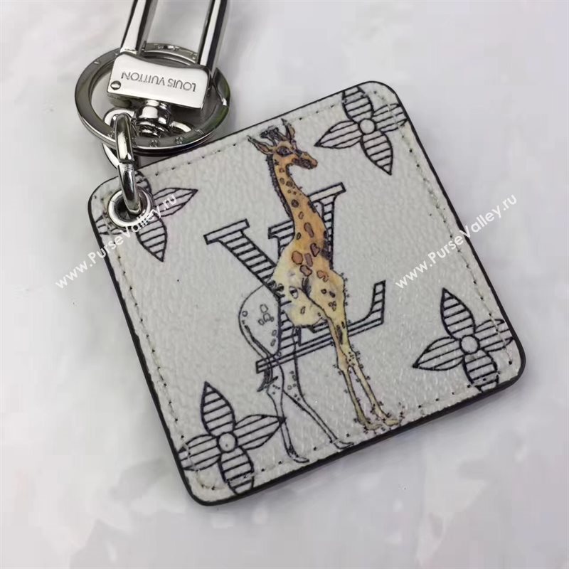 Louis Vuitton LV Square Animal Bag Charm and Key Holder White Giraffe 6943
