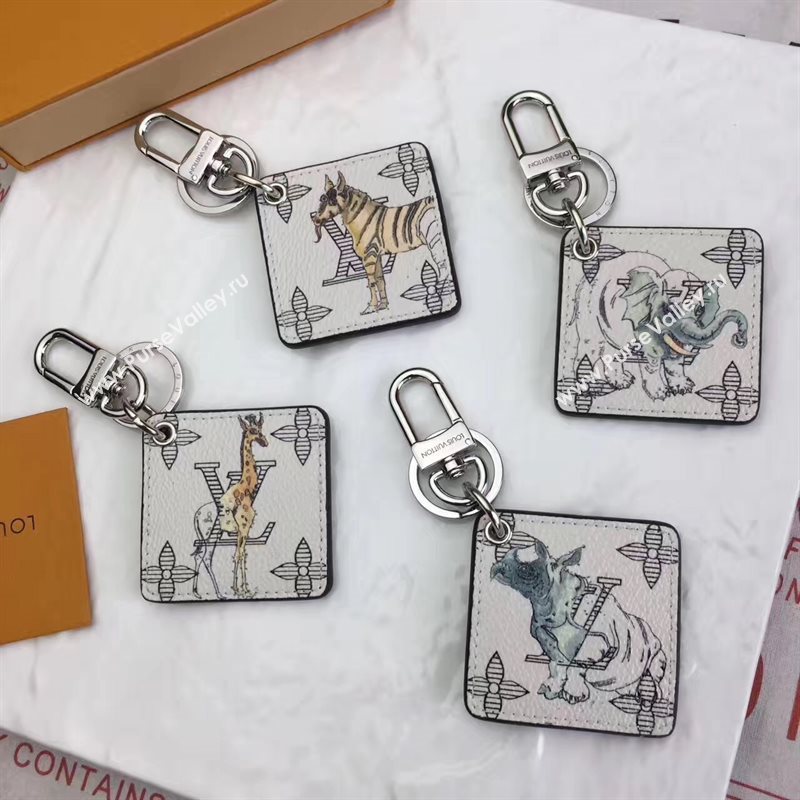 Louis Vuitton LV Square Animal Bag Charm and Key Holder White Elephant 6944