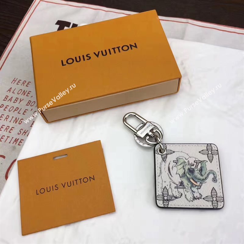 Louis Vuitton LV Square Animal Bag Charm and Key Holder White Elephant 6944