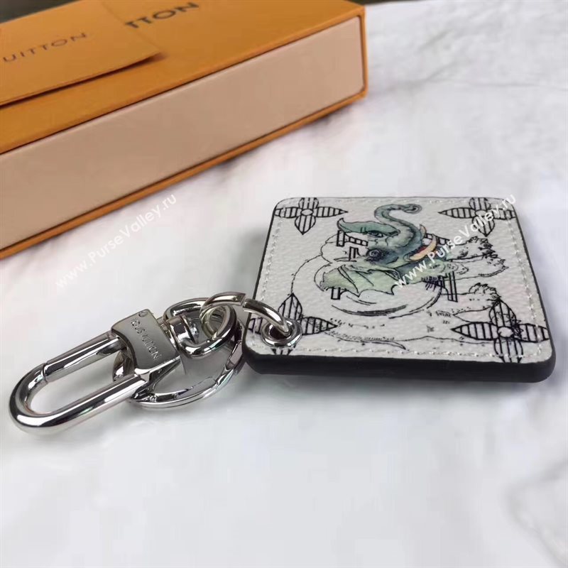 Louis Vuitton LV Square Animal Bag Charm and Key Holder White Elephant 6944