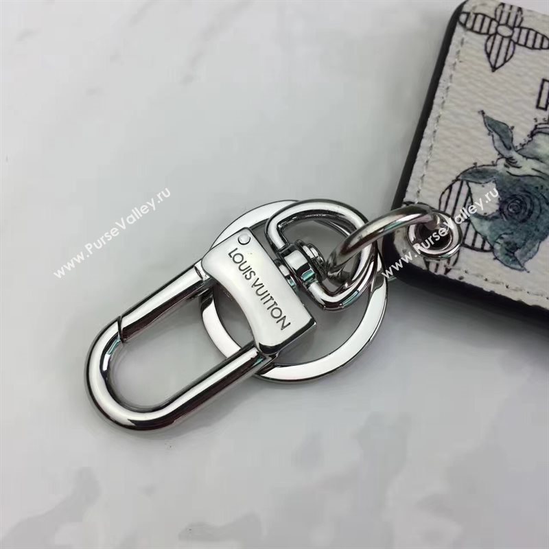 Louis Vuitton LV Square Animal Bag Charm and Key Holder White Cow 6945