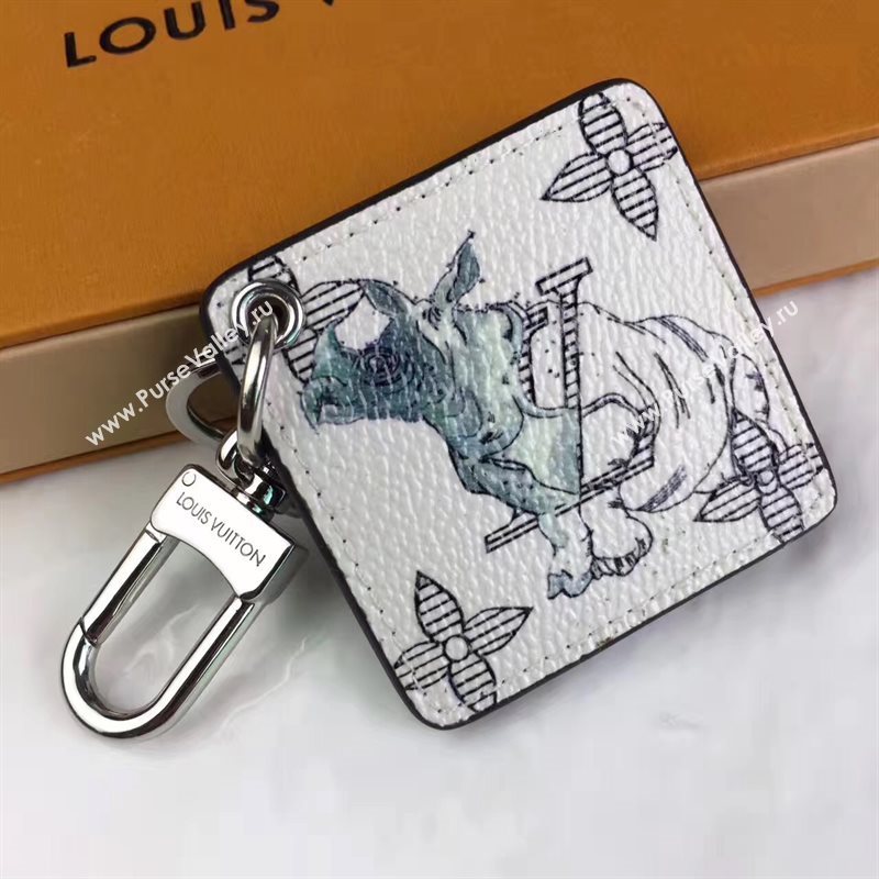 Louis Vuitton LV Square Animal Bag Charm and Key Holder White Cow 6945