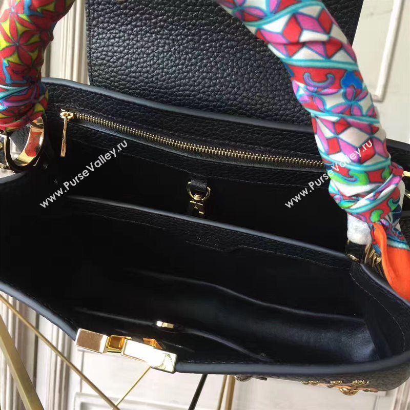 Louis Vuitton LV Capucines PM Mechanical Flowers Handbag Monogram Bag Black M54311 6953