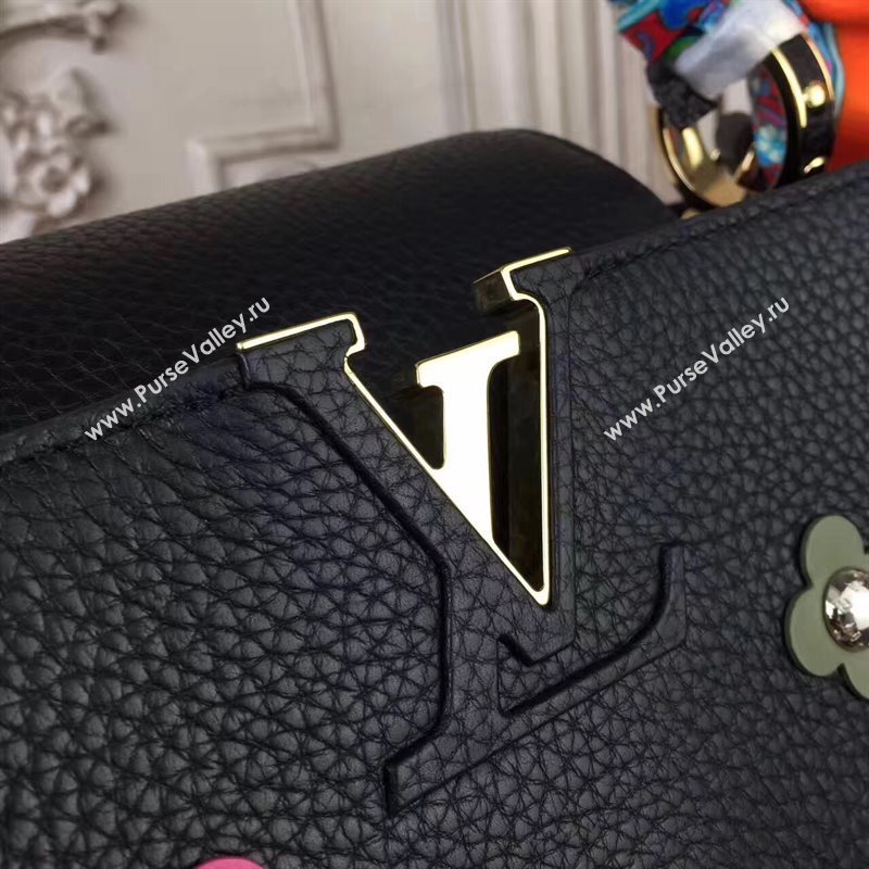 Louis Vuitton LV Capucines PM Mechanical Flowers Handbag Monogram Bag Black M54311 6953