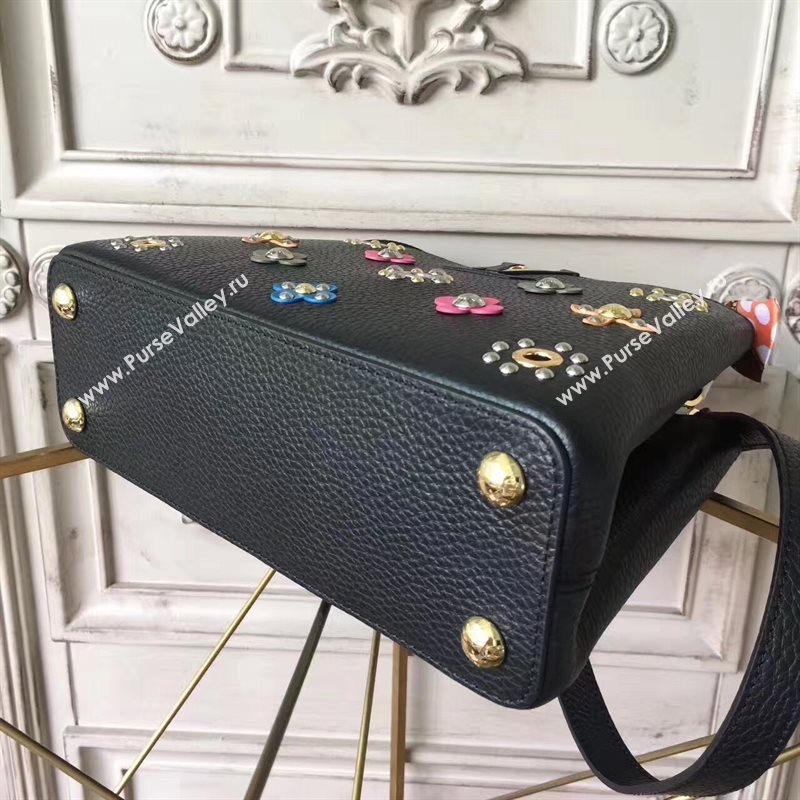 Louis Vuitton LV Capucines PM Mechanical Flowers Handbag Monogram Bag Black M54311 6953