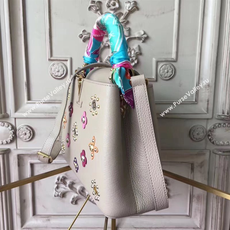 Louis Vuitton LV Capucines PM Mechanical Flowers Handbag Monogram Bag Gray M54311 6954