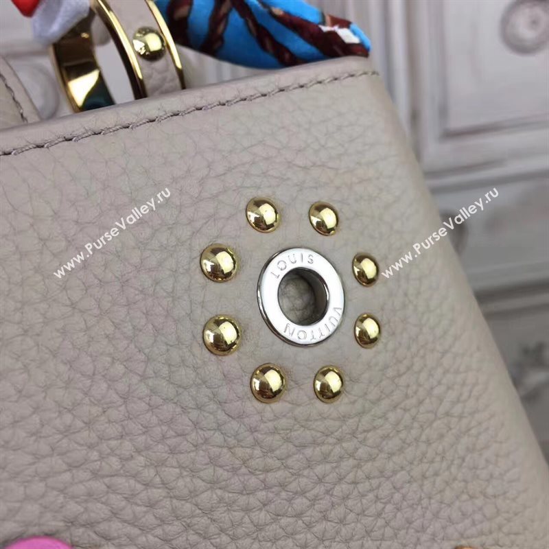 Louis Vuitton LV Capucines PM Mechanical Flowers Handbag Monogram Bag Gray M54311 6954