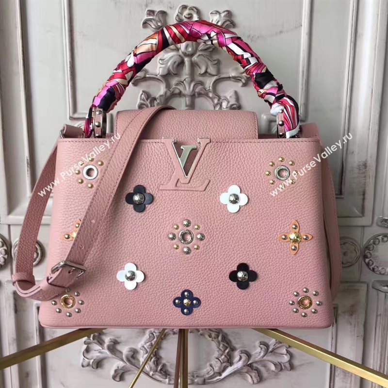 Louis Vuitton LV Capucines PM Mechanical Flowers Handbag Monogram Bag Pink M54311 6956