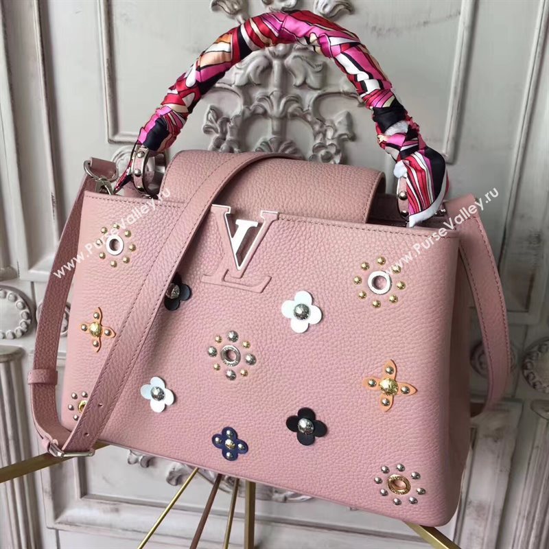 Louis Vuitton LV Capucines PM Mechanical Flowers Handbag Monogram Bag Pink M54311 6956