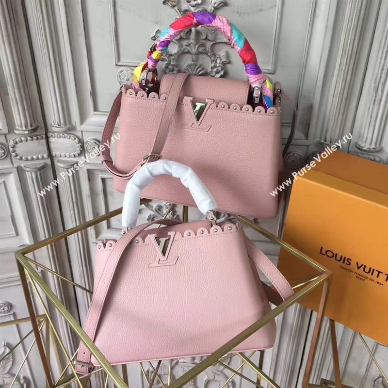 Louis Vuitton LV Capucines BB Handbag Real Leather Shoulder Bag Pink M54565 6958