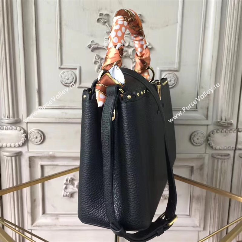 Louis Vuitton LV Capucines PM Handbag Real Leather Shoulder Bag Black M54565 6959