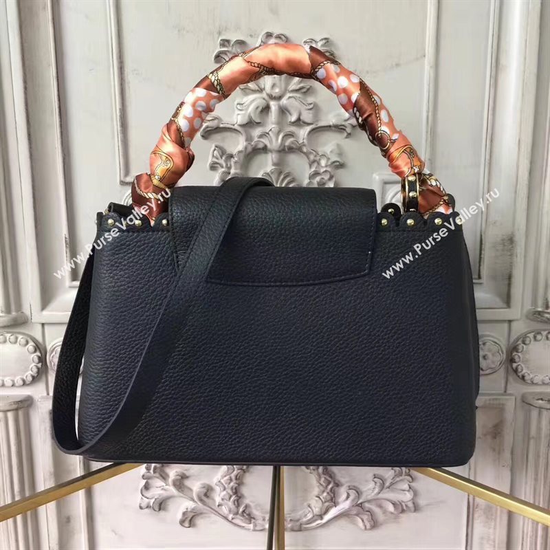 Louis Vuitton LV Capucines PM Handbag Real Leather Shoulder Bag Black M54565 6959