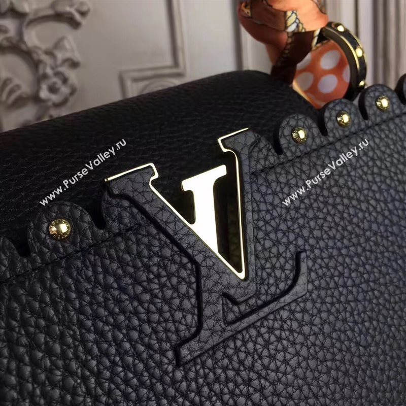 Louis Vuitton LV Capucines PM Handbag Real Leather Shoulder Bag Black M54565 6959