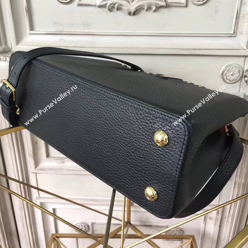 Louis Vuitton LV Capucines PM Handbag Real Leather Shoulder Bag Black M54565 6959