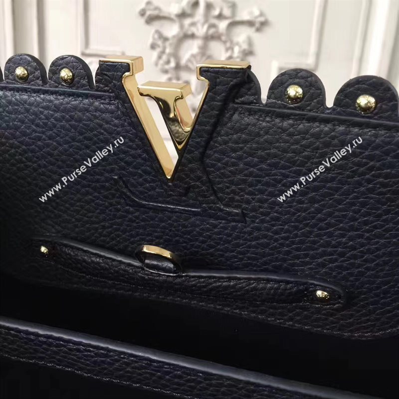 Louis Vuitton LV Capucines PM Handbag Real Leather Shoulder Bag Black M54565 6959