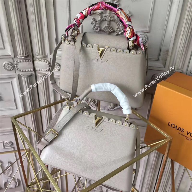 Louis Vuitton LV Capucines PM Handbag Real Leather Shoulder Bag Khaki M54565 6960