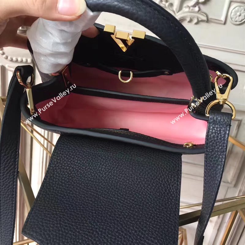 M54582 Louis Vuitton LV Capucines PM Handbag Real Leather Shoulder Bag Black 6961