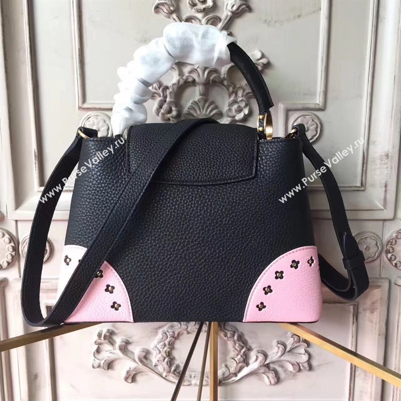 M54582 Louis Vuitton LV Capucines PM Handbag Real Leather Shoulder Bag Black 6961